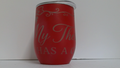 Red 12 oz wine tumbler with custom laser engraving